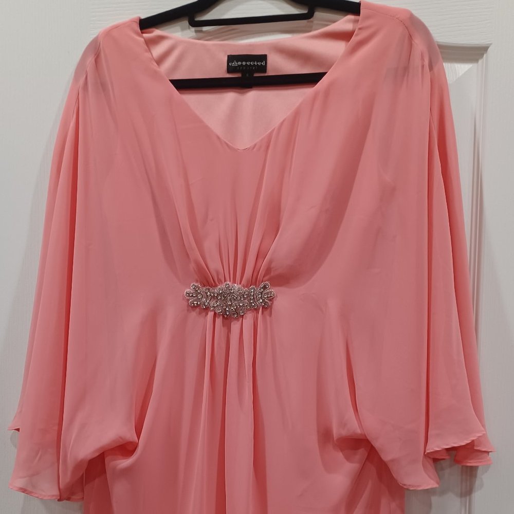 Connected Apparel Pink Chiffon Mini Dress Size 6